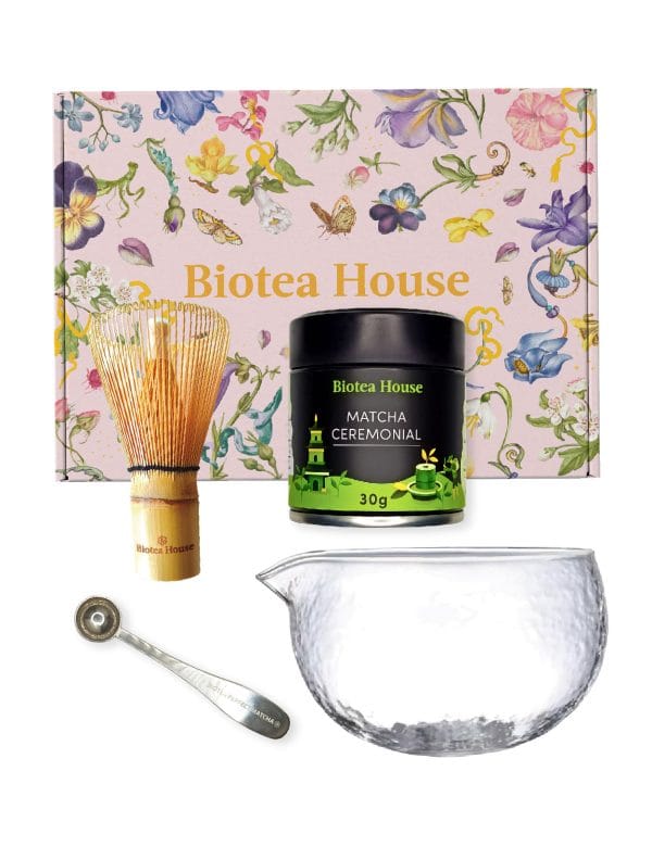 Matcha Ceremonial + Whisk de Bamboo + Cuchara + Chawan