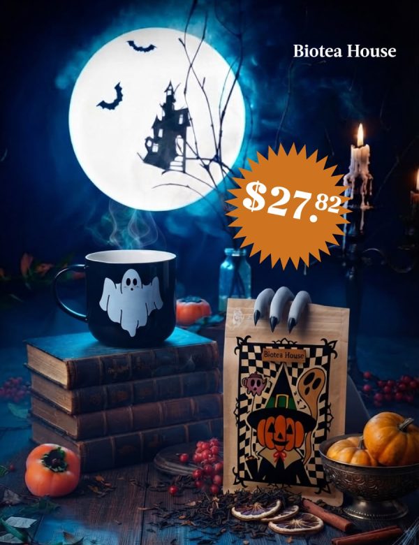 Combo Truco o Té: taza Halloween y una bolsa de té de 50 g